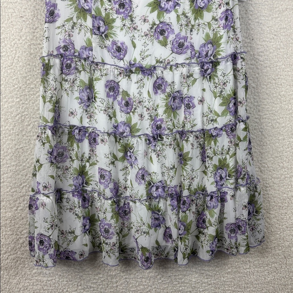 NWT Connected Apparel Womens Purple Floral Print Crew Neck Tank Dress Size 12 - Picture 5 of 12